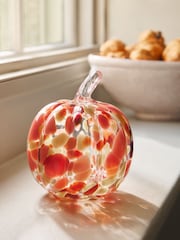 Orange/Red Confetti Glass Mini Pumpkin Ornament - Image 1 of 4