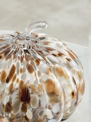 Brown/Natural Confetti Glass Pumpkin Ornament - Image 2 of 4