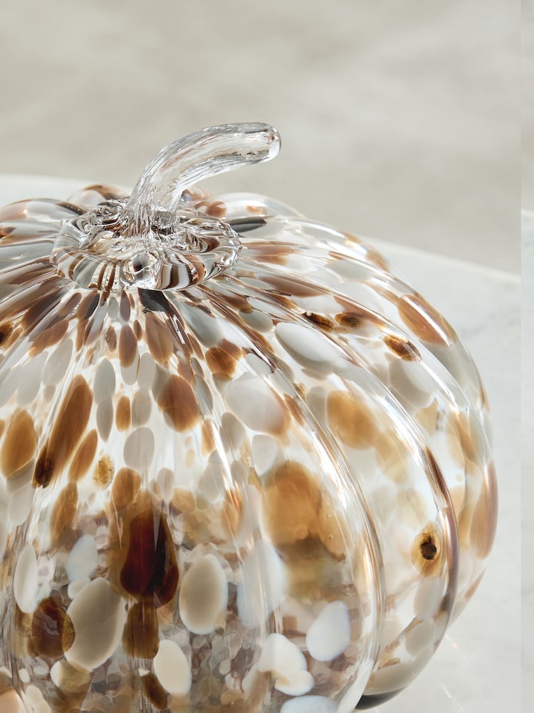 Brown/Natural Confetti Glass Pumpkin Ornament - Image 2 of 4