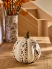 Ornament de abóbora com Print Floral em cerâmica e relevo - Imagem 1 de 5