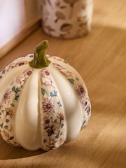 Ornament de abóbora com Print Floral em cerâmica e relevo - Imagem 2 de 5