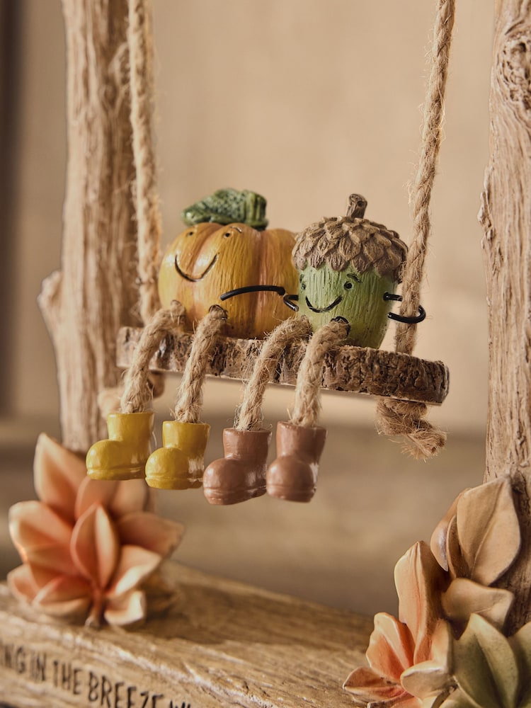 Brown Dangly Leg Pumpkin And Acorn Autumnal Sentiment Ornament - Image 2 of 3 Brown Dangly Leg Pumpkin And Acorn Autumnal Sentiment Ornament - Image 2 of 3