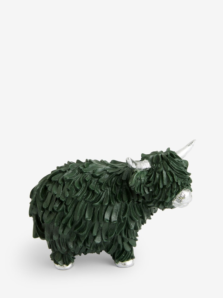 Dark Green Hamish the Highland Cow Ornament - Image 1 of 5 Dark Green Hamish the Highland Cow Ornament - Image 1 of 5
