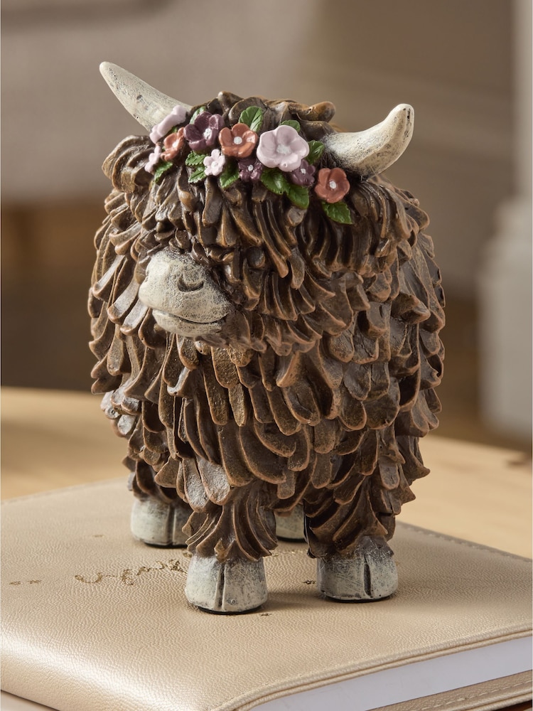 Brown Floral Crown Hamish the Highland Cow Ornament - Image 5 of 5 Brown Floral Crown Hamish the Highland Cow Ornament - Image 5 of 5