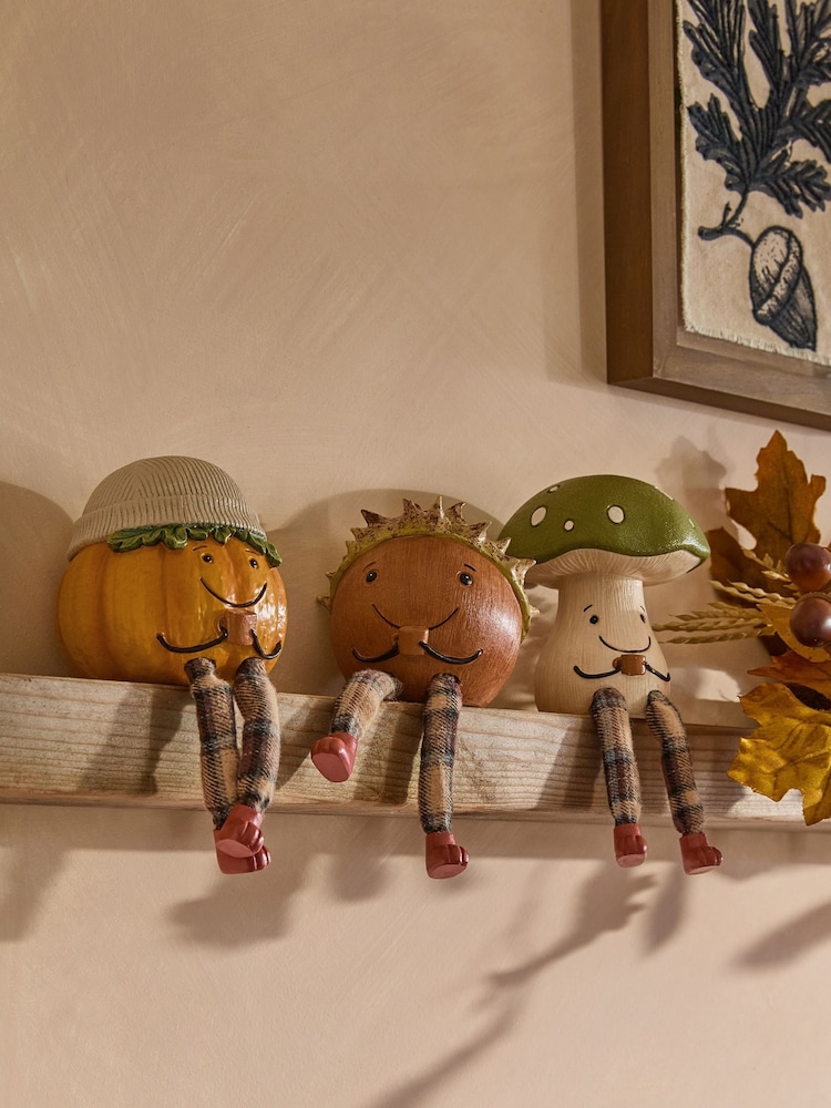 Set of 3 Orange/Brown/Green Dangly Leg Friends Autumnal Ornaments - Image 1 of 4