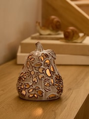 Pumpkin Embossed Ceramic Tea Light Holder - Bild 1 von 5