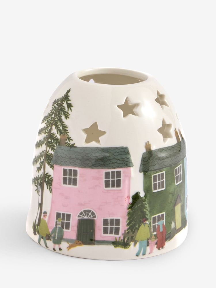 White Ceramic House Scene Tea Light Holder - Image 5 of 5 White Ceramic House Scene Tea Light Holder - Image 5 of 5