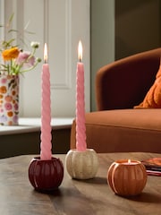 Set of 3 Orange/Purple/White Ceramic Pumpkin Tea Light Holders - Image 4 of 8