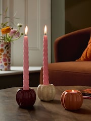 Set of 3 Orange/Purple/White Ceramic Pumpkin Tea Light Holders - Image 5 of 8