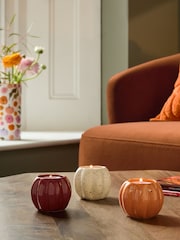 Set of 3 Orange/Purple/White Ceramic Pumpkin Tea Light Holders - Image 6 of 8