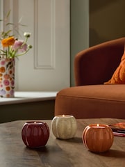 Set of 3 Orange/Purple/White Ceramic Pumpkin Tea Light Holders - Image 7 of 8
