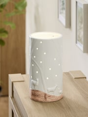 White Ceramic Woodland Scene Hurricane Candle Holder - Image 1 of 5