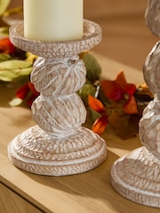 Natural Pumpkin Design Pillar Candle Holder - Image 3 of 5