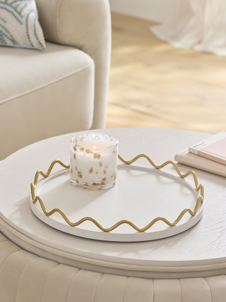 White Bronx Wooden Decorative Wiggle Tray - Image 1 of 3 White Bronx Wooden Decorative Wiggle Tray - Image 1 of 3