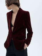 Mango Red Velvet Suit Blazer - Image 1 of 7