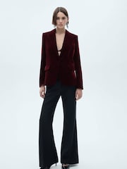 Mango Red Velvet Suit Blazer - Image 2 of 7