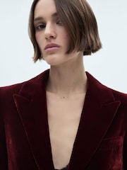 Mango Red Velvet Suit Blazer - Image 4 of 7