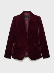 Mango Red Velvet Suit Blazer - Image 6 of 7