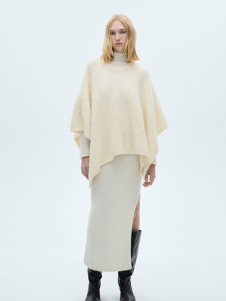 Mango Cream Knitted Cape - Image 2 of 8 Mango Cream Knitted Cape - Image 2 of 8