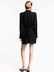 Mango Black Wrap Front Long Sleeve Mini Dress - Image 4 of 7