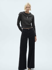 Mango Black Snake Print Wide Leg Jeans - Image 1 of 6
