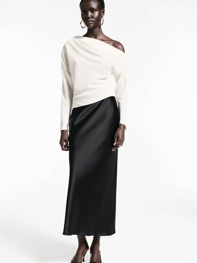 Mango Cream Asymmetric Long Sleeve Blouse - Image 2 of 7