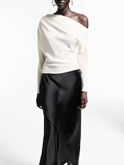 Mango Cream Asymmetric Long Sleeve Blouse - Image 4 of 7