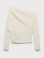 Mango Cream Asymmetric Long Sleeve Blouse - Image 6 of 7