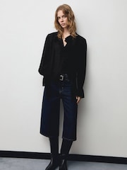 Mango Black High Neck Ruffle Blouse - Image 2 of 6