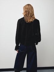 Mango Black High Neck Ruffle Blouse - Image 3 of 6