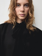 Mango Black High Neck Ruffle Blouse - Image 4 of 6