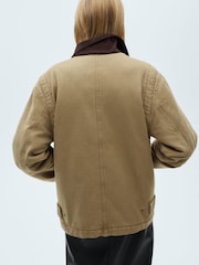 Mango Brown Contrast Collar Barn Parka Jacket - Image 3 of 8