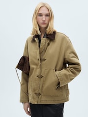Mango Brown Contrast Collar Barn Parka Jacket - Image 4 of 8