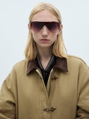 Mango Brown Contrast Collar Barn Parka Jacket - Image 6 of 8