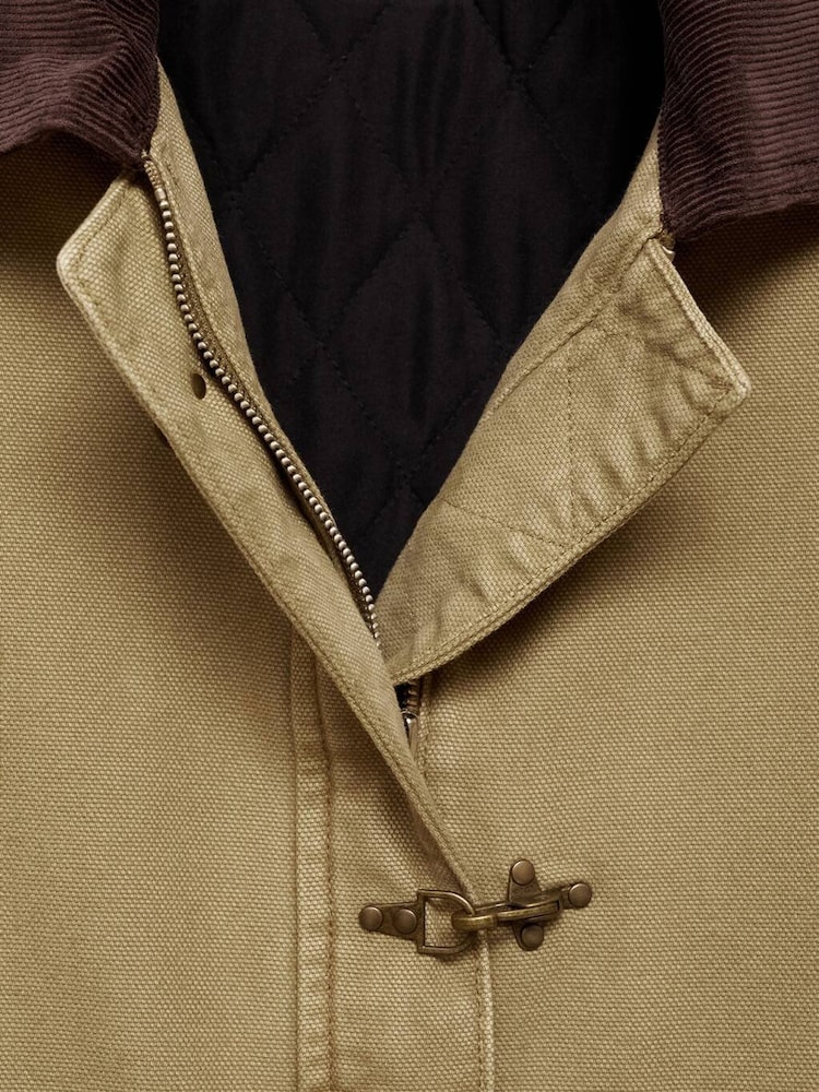 Mango Brown Contrast Collar Barn Parka Jacket - Image 8 of 8
