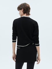 Mango Black Contrast Trim Long Sleeve Cardigan - Image 3 of 7