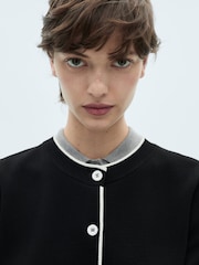 Mango Black Contrast Trim Long Sleeve Cardigan - Image 4 of 7