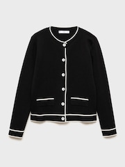 Mango Black Contrast Trim Long Sleeve Cardigan - Image 5 of 7