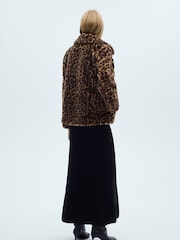Mango Animal Leopard Faux Fur Coat - Image 3 of 8