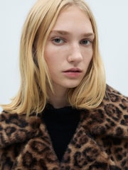 Mango Animal Leopard Faux Fur Coat - Image 6 of 8