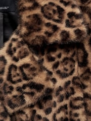 Mango Animal Leopard Faux Fur Coat - Image 8 of 8
