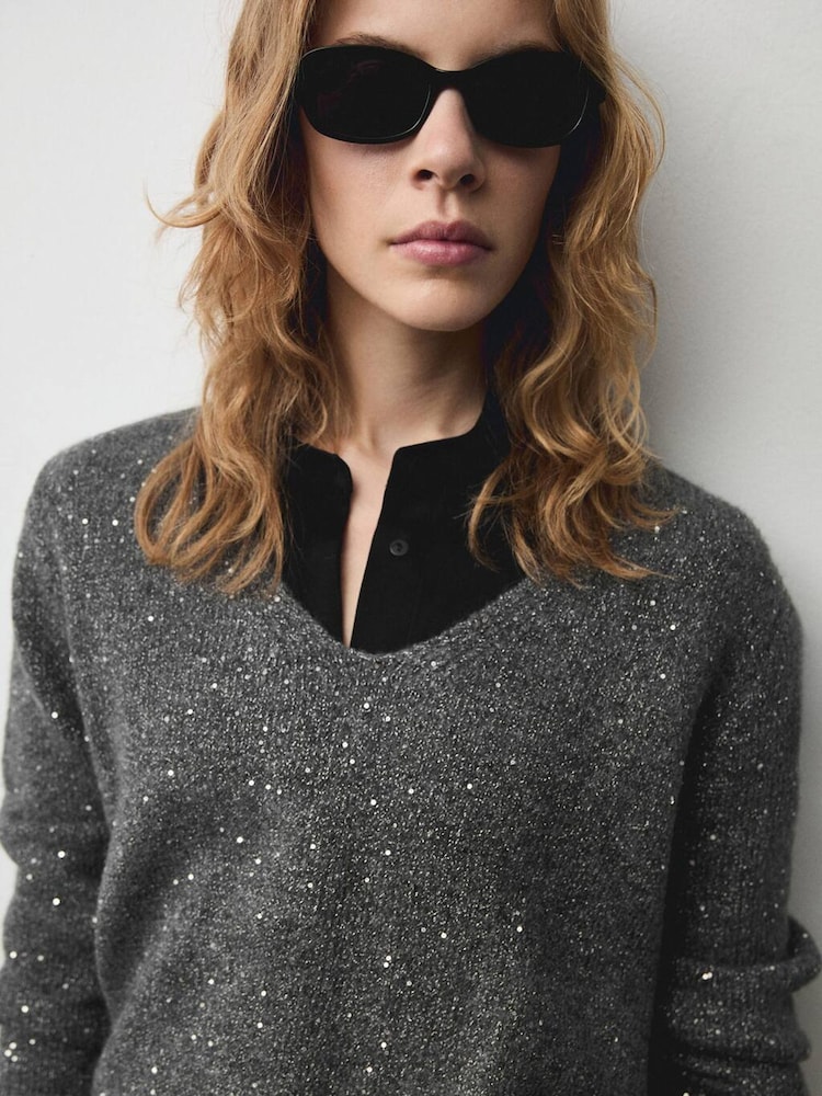 Mango Grey Sparkle Knitted Jumper - Image 1 of 6