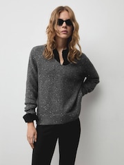 Mango Grey Sparkle Knitted Jumper - Image 2 of 6