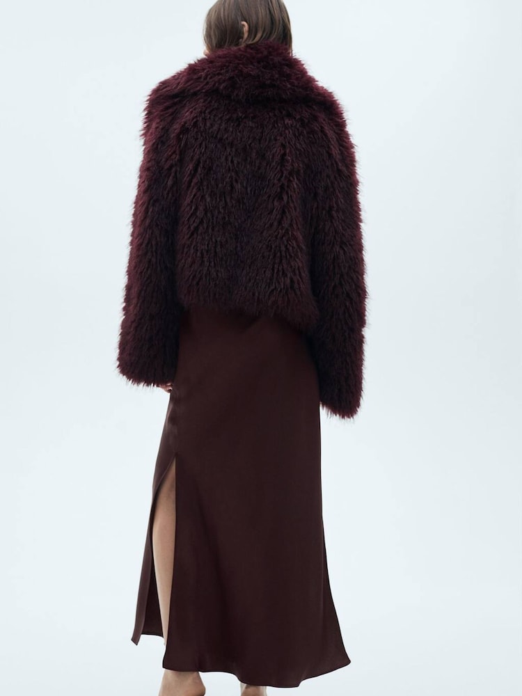 Mango Chocolate Brown Satin Maxi Skirt With Side Split - Image 2 of 5