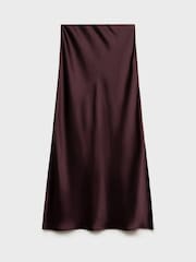 Mango Chocolate Brown Satin Maxi Skirt With Side Split - Image 4 of 5