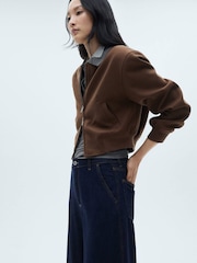 Mango Blue Wideleg Mid-Rise 100% Cotton Jeans - Image 4 of 7