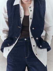 Mango Blue Wideleg Mid-Rise 100% Cotton Jeans - Image 5 of 7