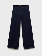 Mango Blue Wideleg Mid-Rise 100% Cotton Jeans - Image 6 of 7