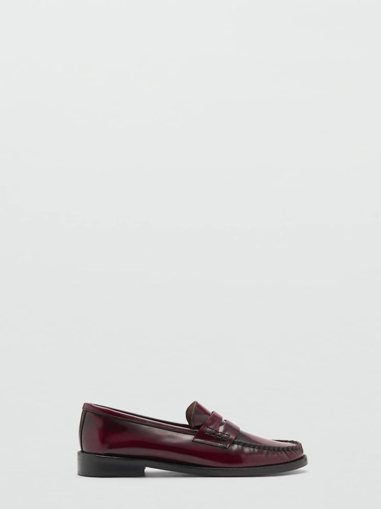 Mango Purple Leather Loafers - Image 1 of 4 Mango Purple Leather Loafers - Image 1 of 4
