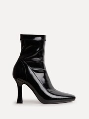 Linzi Black Lovato Square Toe Heeled Sock Boots - Image 2 of 5